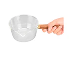 400ml Glass Milk Pot with Wooden Handle V Shaped Spout ,Home Kitchen Cookware Accessory