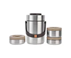 2000ml 304 Stainless Steel Vacuum Insulation Lunch Box Portable 3 Layer Vacuum Insulated BarrelStainless Steel Color