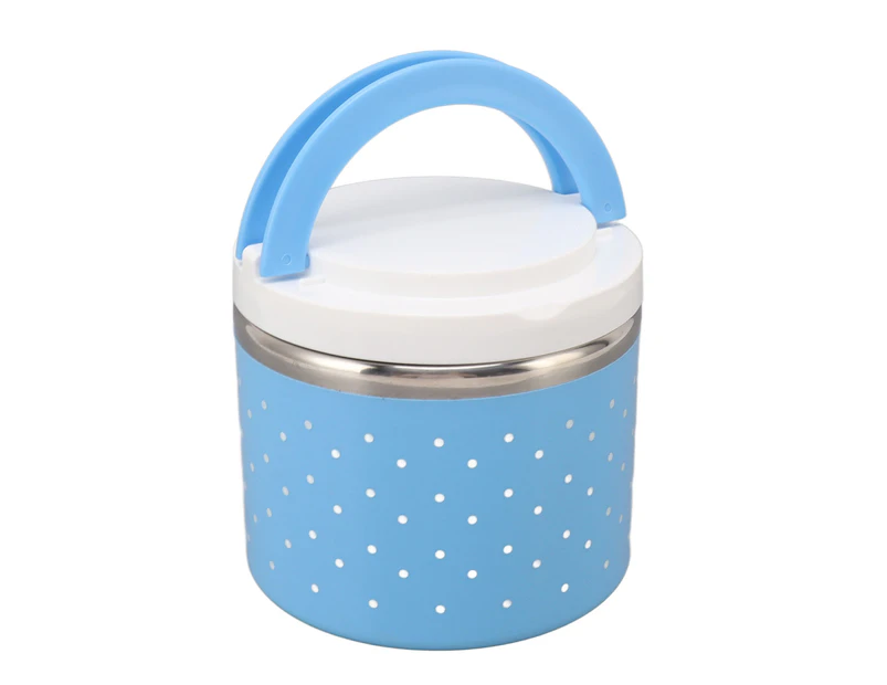 Round Insulated Lunch Box Leakage Proof Portable Large Thermal Food Container for School Office Travel Blue