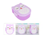 Plastic Portable Cartoon Owl Lunch Box Food Safe Microwave Storage Container（purple）