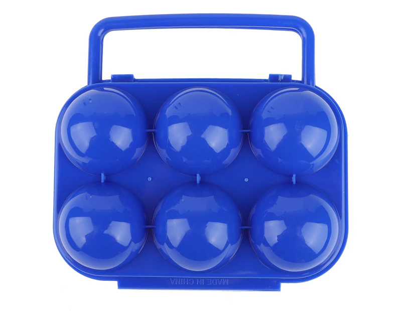 Double Side Egg Tray Storage Box Case Holder Container Organizer with Handle for 6 Eggs(blue)