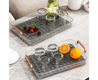 Water Drainage Tea Tray Double Layer Large Capacity Rectangular Cup Drain Board with Handle for Living Room