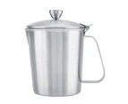 Stainless Steel Coffee Cup Mug Milk Frothing Pitcher Jug with Lid for Latte Coffee Art for Office Kitchen,500ml