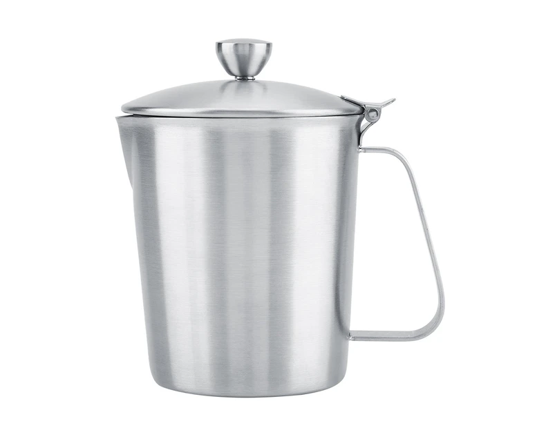 Stainless Steel Coffee Cup Mug Milk Frothing Pitcher Jug with Lid for Latte Coffee Art for Office Kitchen,500ml