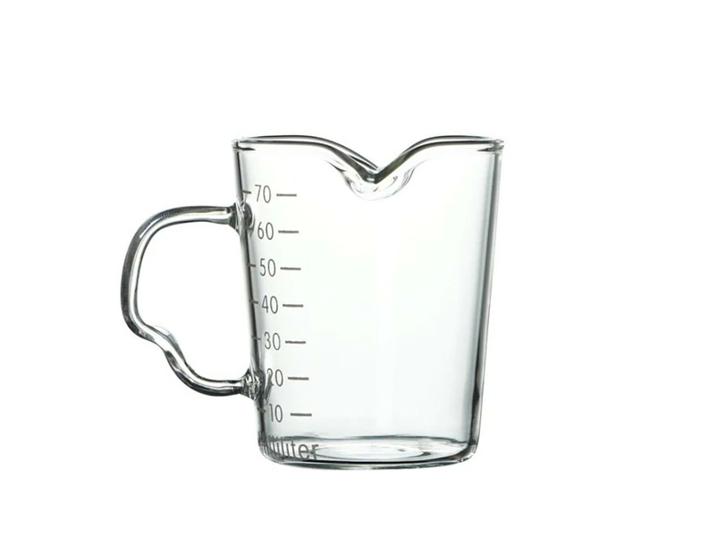 Thickened Glass Double Mouthed Milk Mixing Cup, Graduated Mini Glass Coffee Cup