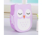 Plastic Portable Cartoon Owl Lunch Box Food Safe Microwave Storage Container（purple）