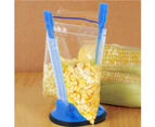 Adjustable Hands Free Baggy Rack Clip Kitchen Food Storage Bag Opener Holder Anti slip (Blue)