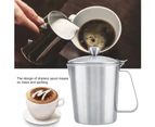 Stainless Steel Coffee Cup Mug Milk Frothing Pitcher Jug with Lid for Latte Coffee Art for Office Kitchen,500ml