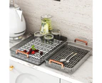 Water Drainage Tea Tray Double Layer Large Capacity Rectangular Cup Drain Board with Handle for Living Room