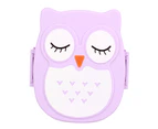 Plastic Portable Cartoon Owl Lunch Box Food Safe Microwave Storage Container（purple）