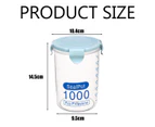 Plastic Transparent Sealed Containers Kitchen Food Cereal Beans Nuts Storage Box (Blue, 1000ml)