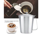 Stainless Steel Milk Frothing Coffee Cup Mug with Cover & Measurement (1500ml)