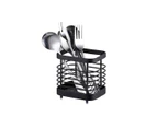 Chopstick Cylinder Stainless Steel Kitchen Drainage Cage Rack Tableware Utensils Utensil Storage Rack,Black