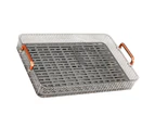 Water Drainage Tea Tray Double Layer Large Capacity Rectangular Cup Drain Board with Handle for Living Room