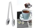 2pcs Kitchen Craft Tool Stainless Steel Round Tea Bag Tongs Squeezer Holder Grip