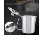 Stainless Steel Milk Frothing Coffee Cup Mug with Cover & Measurement (1500ml)