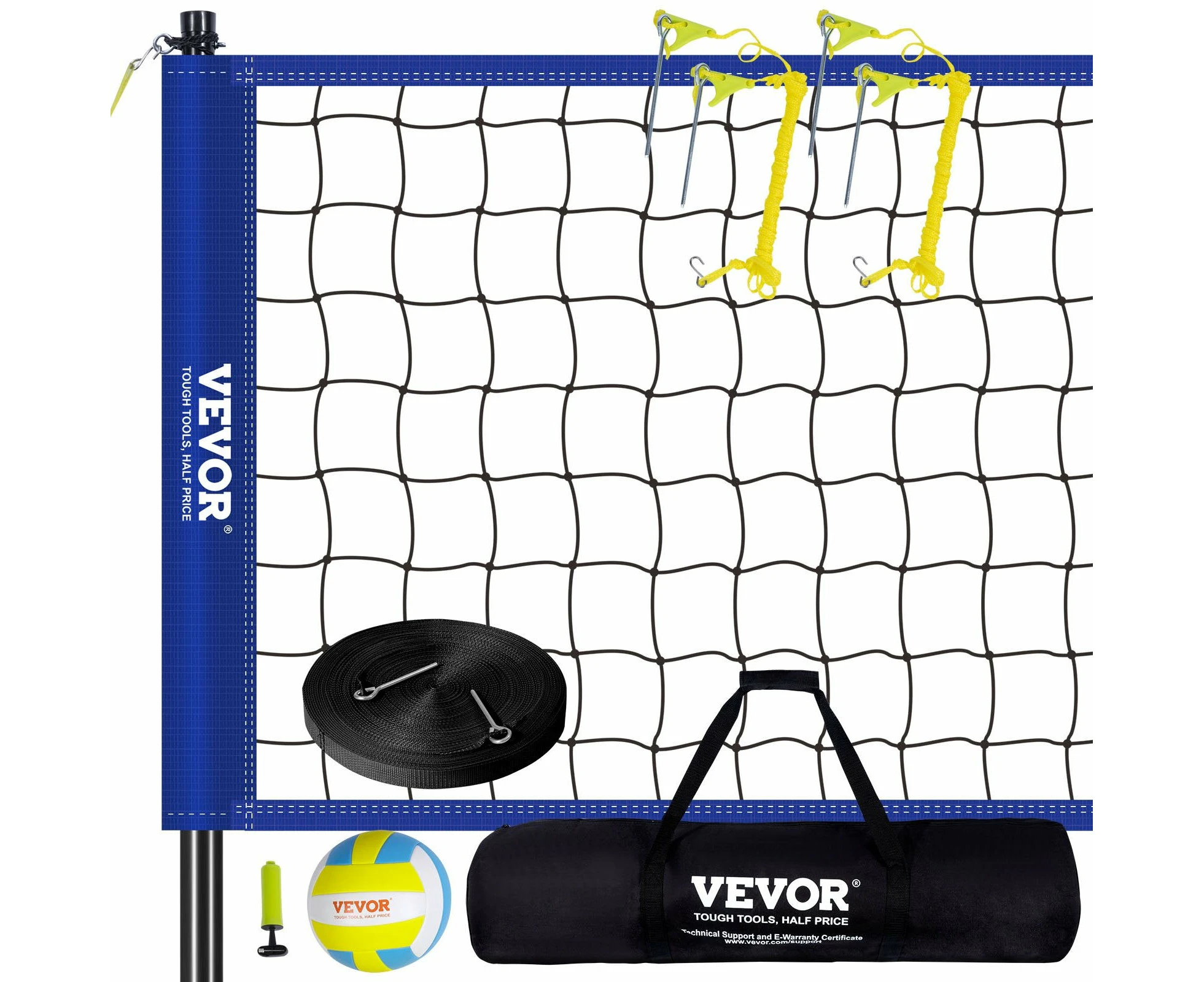 VEVOR Outdoor Portable Volleyball Net System, Adjustable Height Steel Poles, Professional