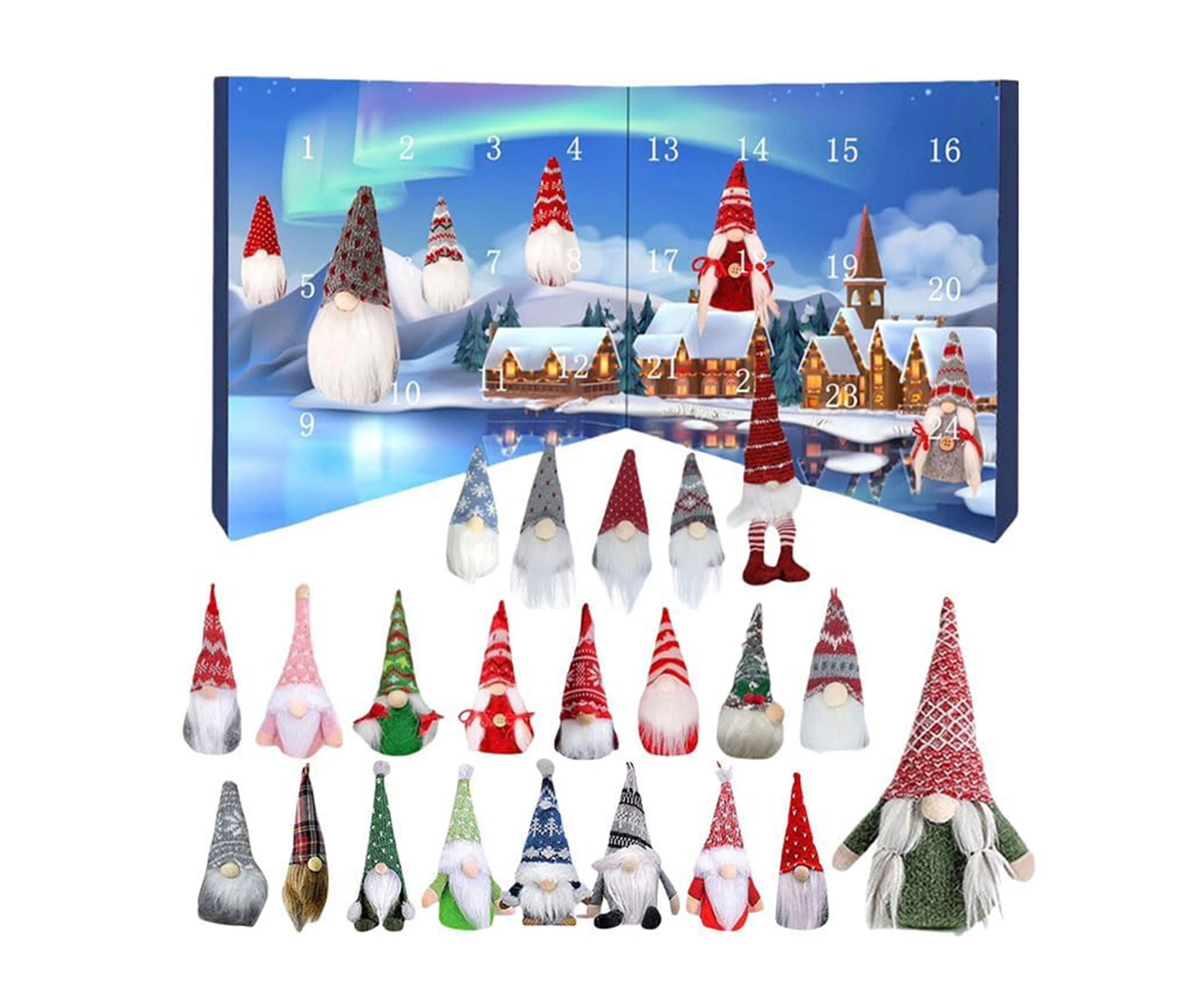 24pcs Dwarfs Personalized Surprise Holiday Present Box, Christmas Gnome Figures Christmas Calendar 2024, Dwarves Plush Toy Advent Calendar 2024