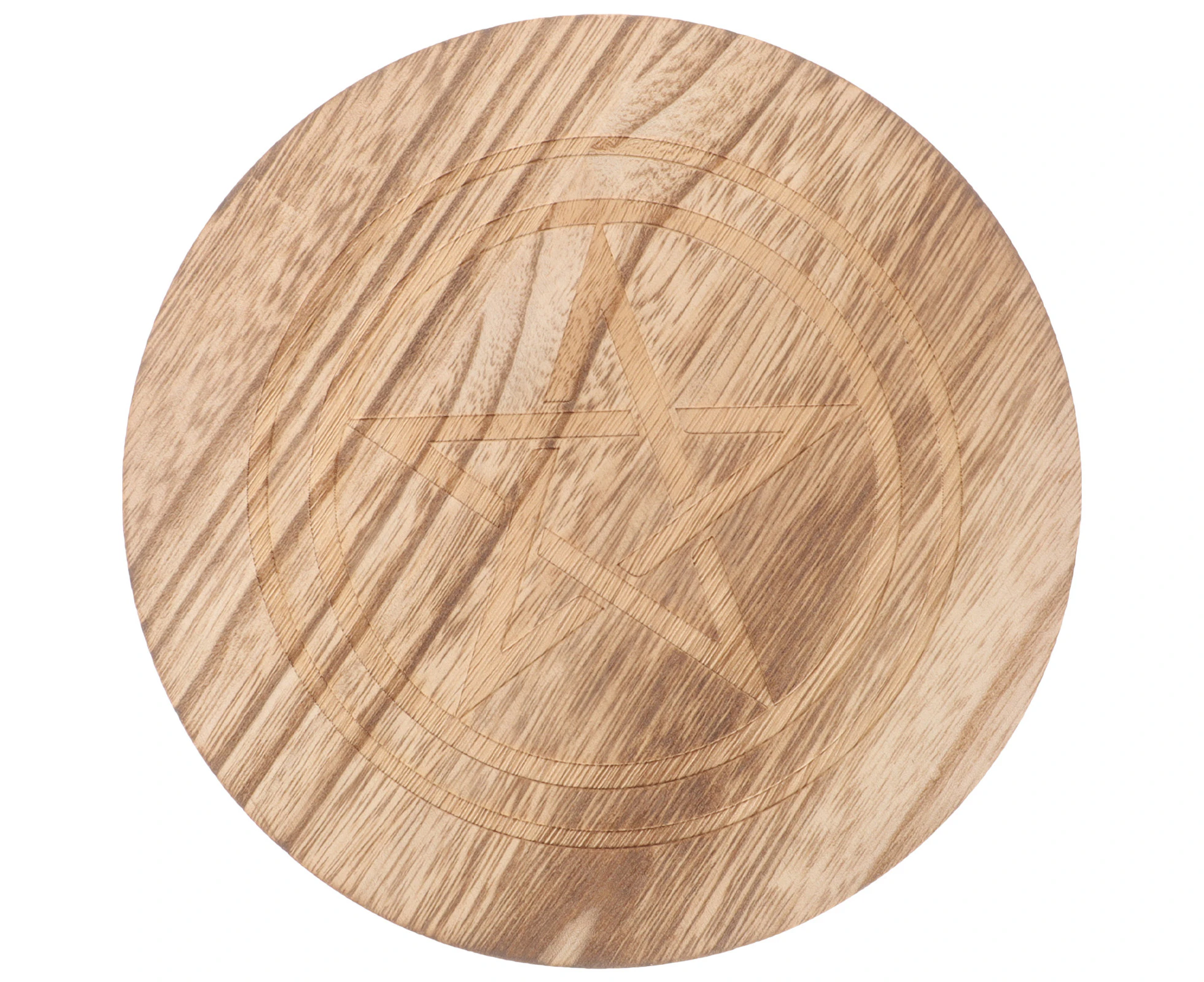 Round Pentacle Altar Tray Wooden Offering Tray Pentacle Plate for Worship