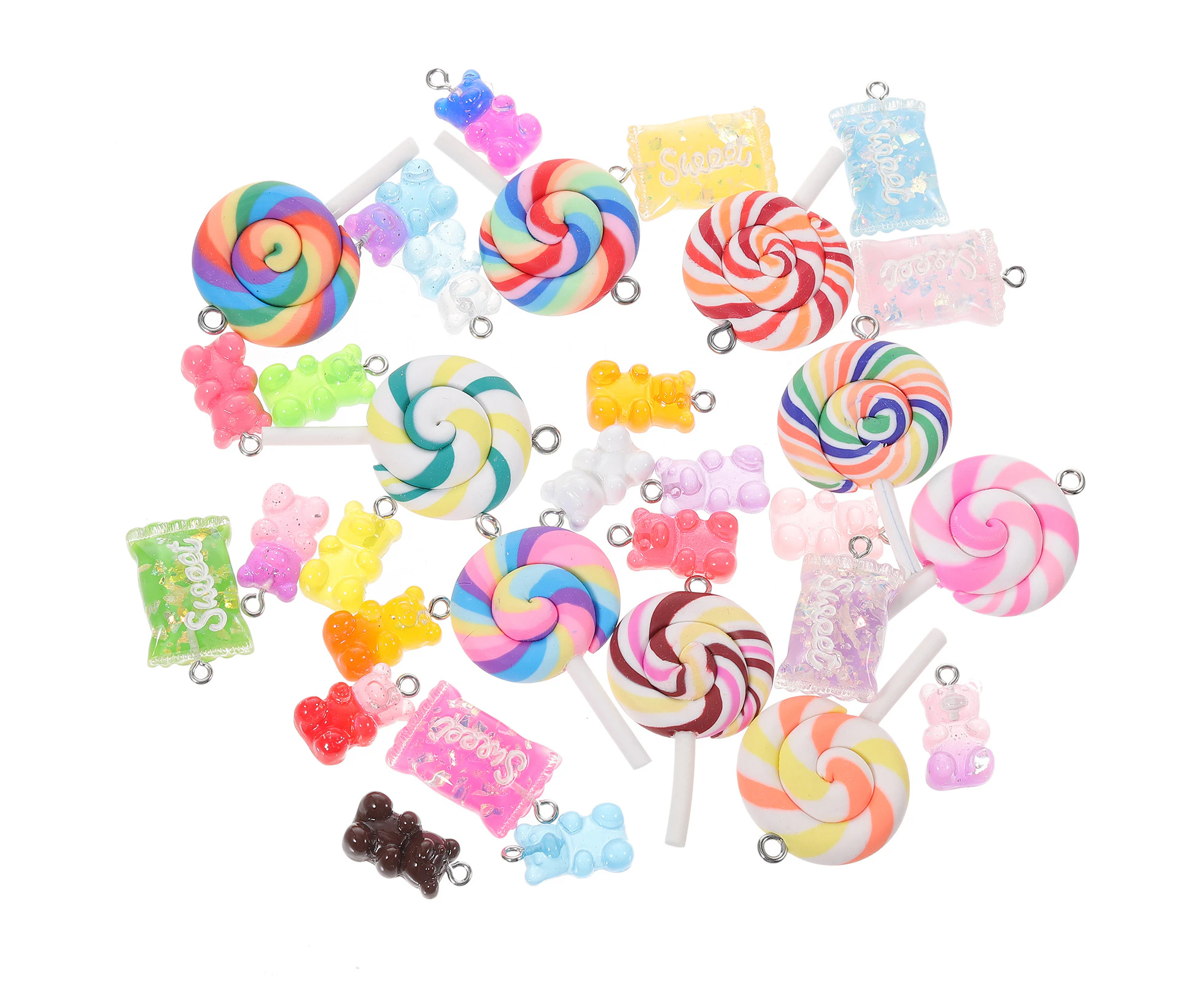 1 Set Candy Pendant Charms Lollipop Charms Bear Charm Pendants for Necklace Bracelet DIY Jewelry Craft Making