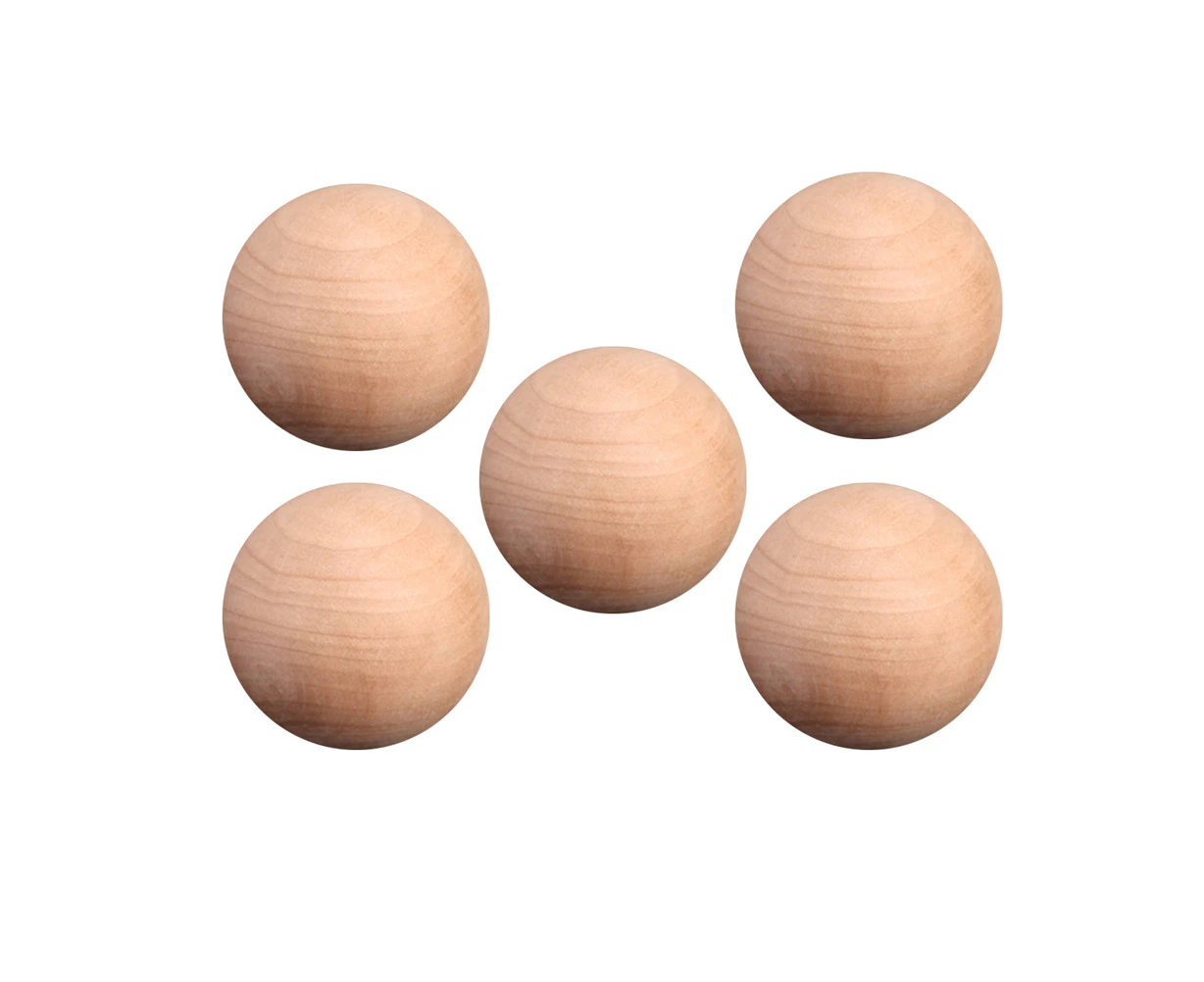 5pcs 4cm Diameter Wooden Balls DIY Round Balls Unpainted Ball Craft Supplies