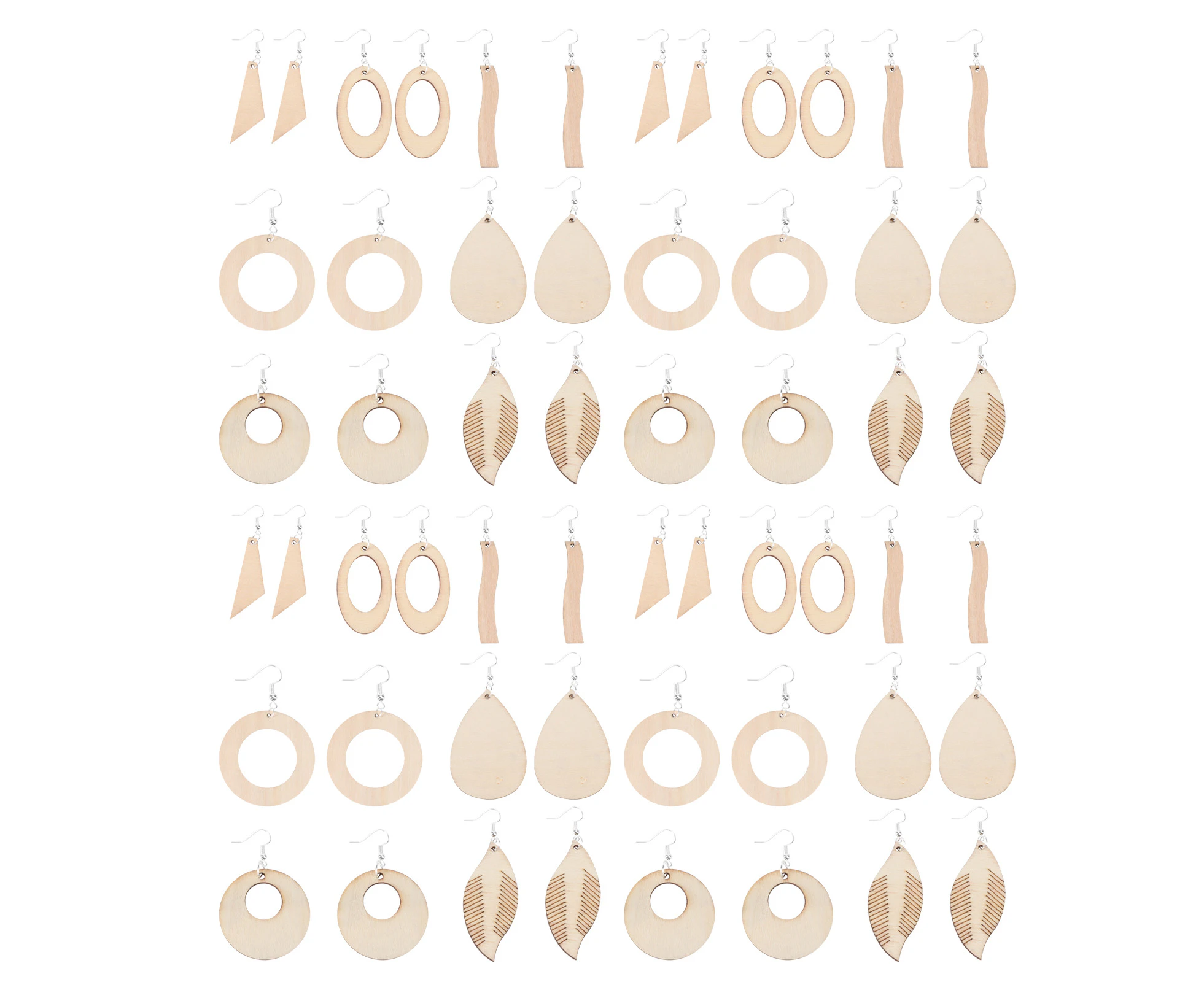 70pcs DIY Wood Earrings Kit Blank Earrings Handcraft Jewelry Making Kits