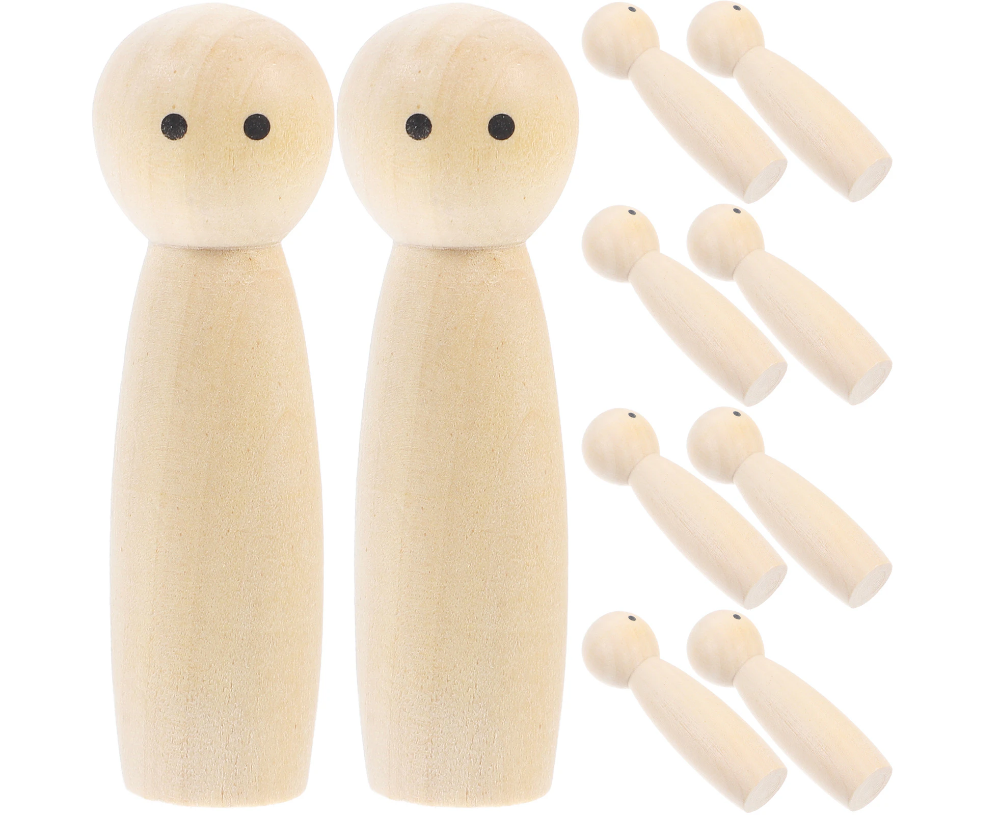 10pcs Unfinished Wood Doll Blank Wooden Doll Diy Painting Wooden Doll Home Decor