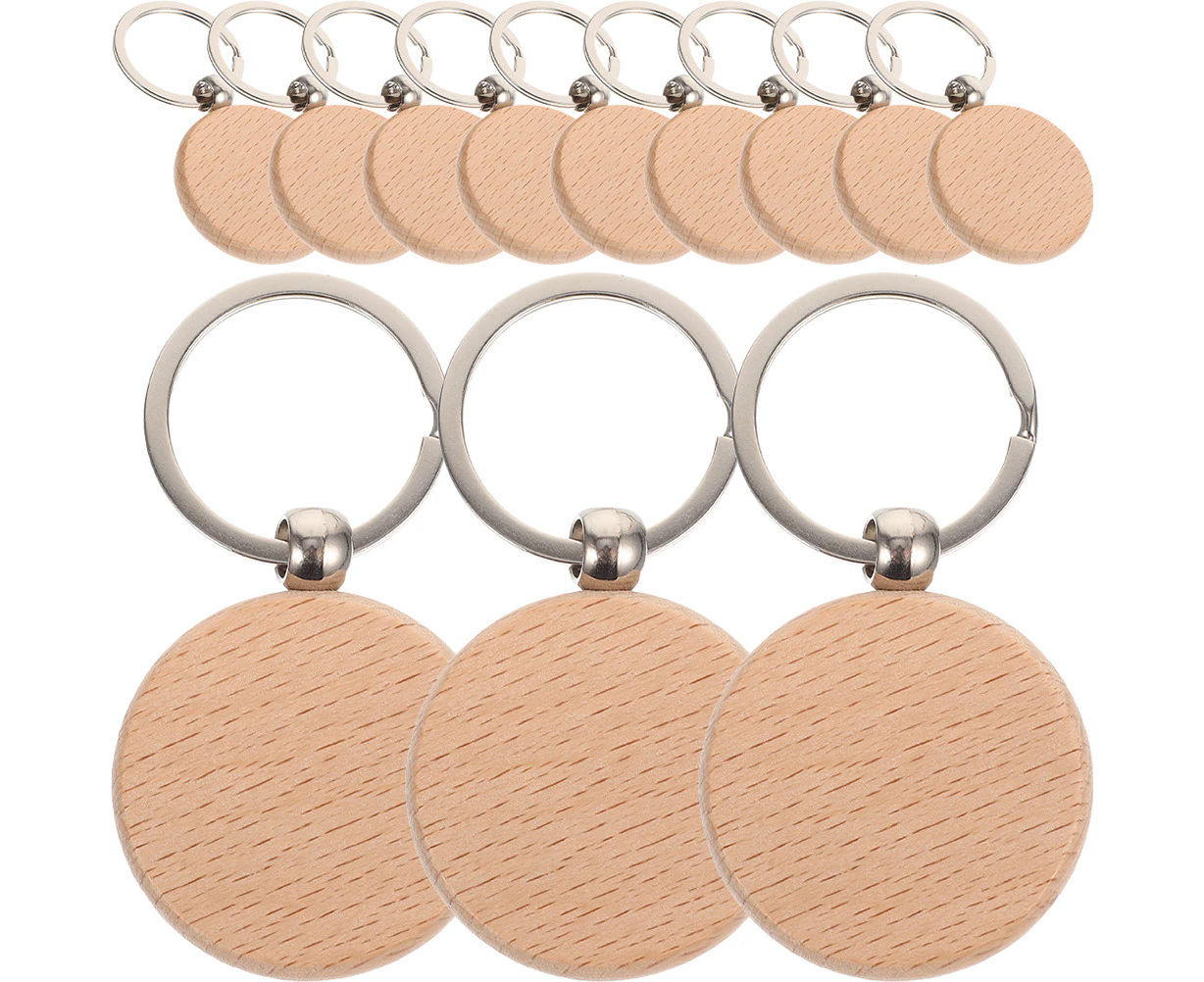 12pcs Unfinished Key Tags Wooden Keychain Blanks DIY Gift Crafting Supplies