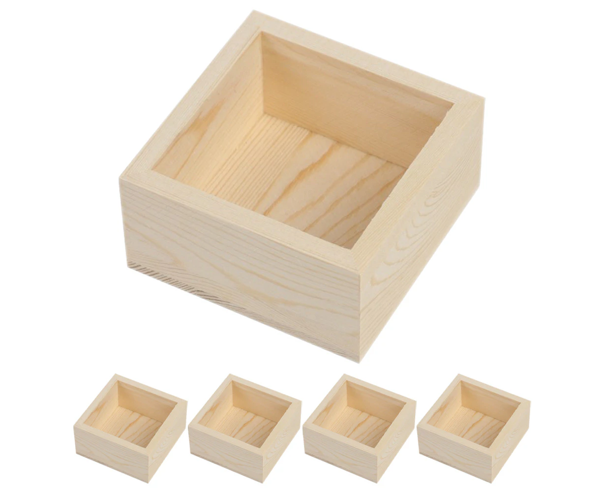 5Pcs Unfinished Storage Boxes Wood Planter Box Unfinished Boxes Table Storage Boxes