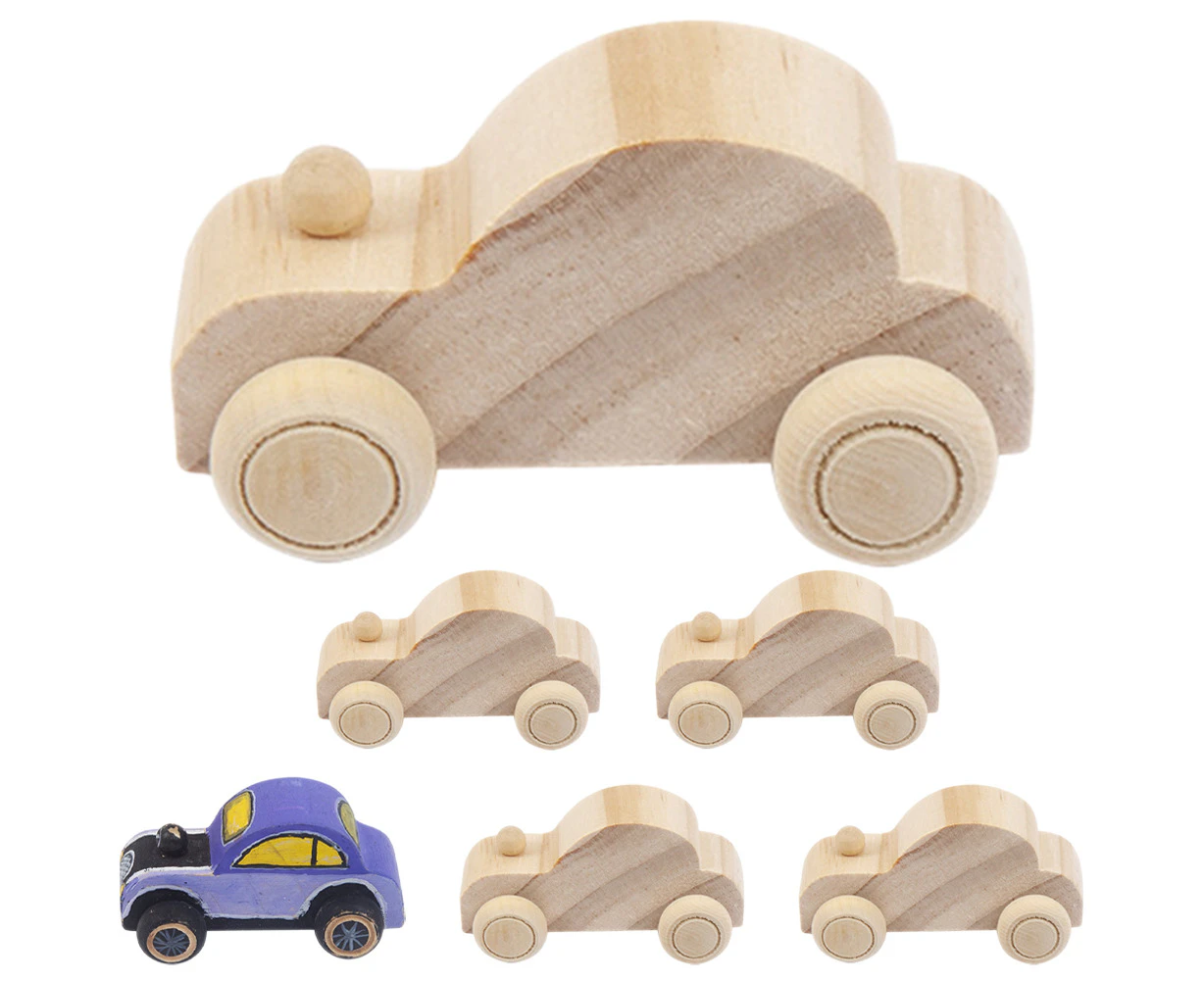 6Pcs Wood DIY Car Toys Unfinished Car Toys DIY Car Crafts Kids Graffiti Car Toys Kids Car Crafts