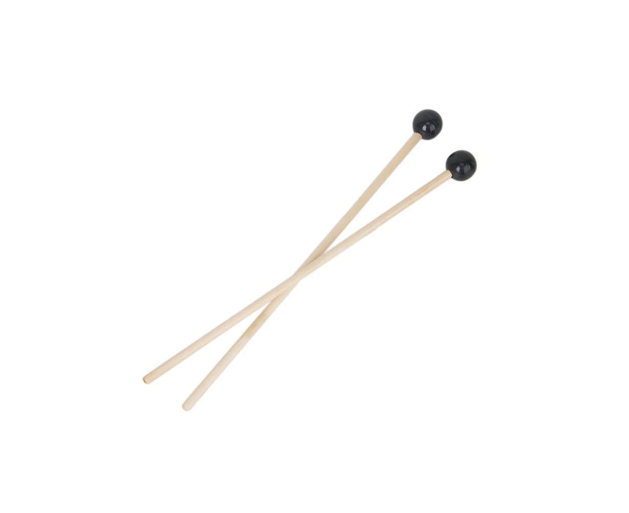 Pair of Hardwood Glockenspiel Mallets Sticks with Rubber Head (Black)