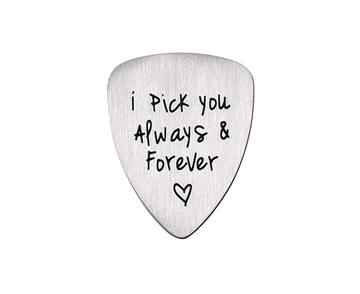 Titanium Steel Carved Guitar Pick I Pick You Always & Forever Letter Engraved Ukulele Pick Musical Instrument Accessory