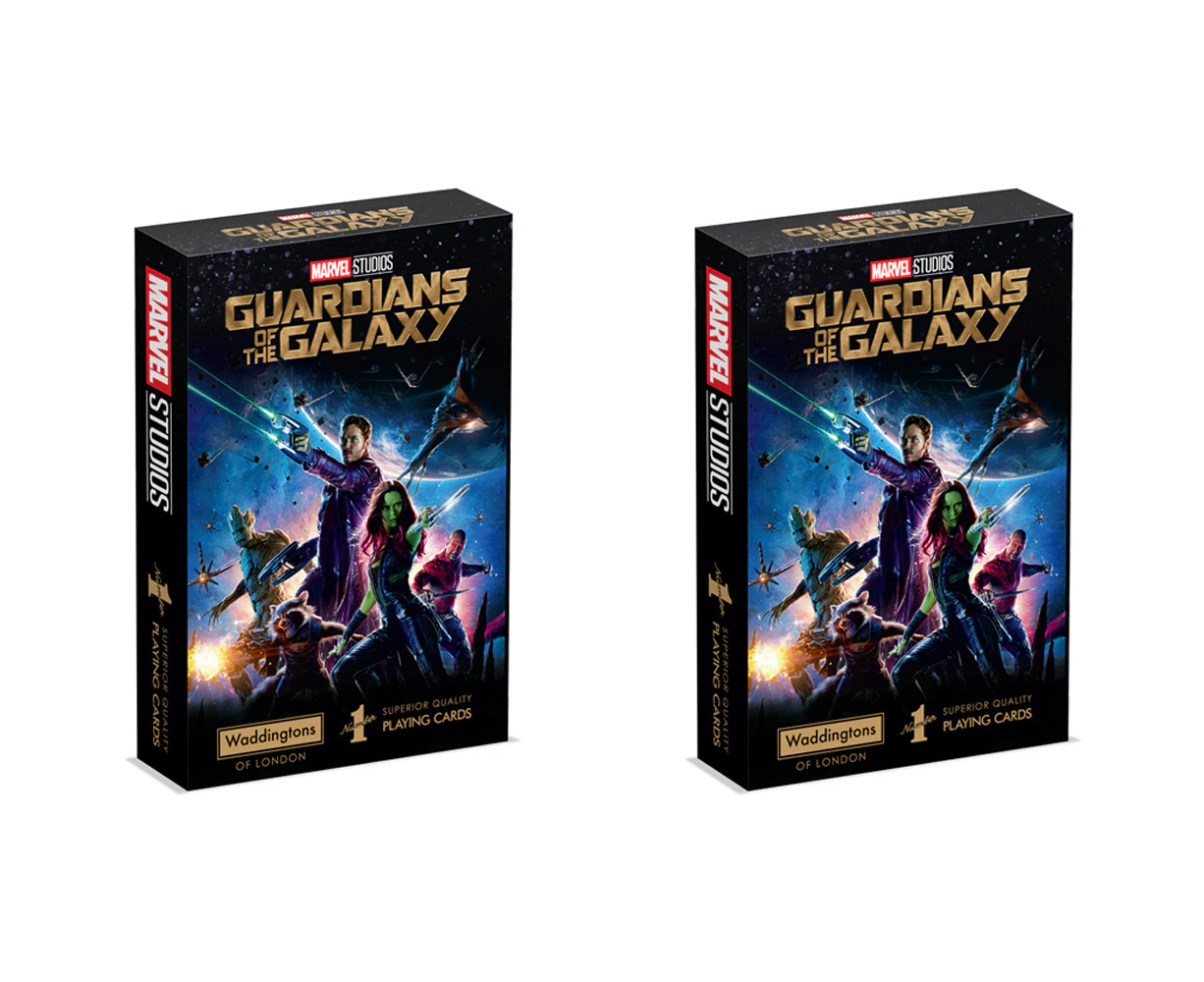 2x Waddingtons No. 1 of London Playing Cards: Guardians of the Galaxy Themed 5+