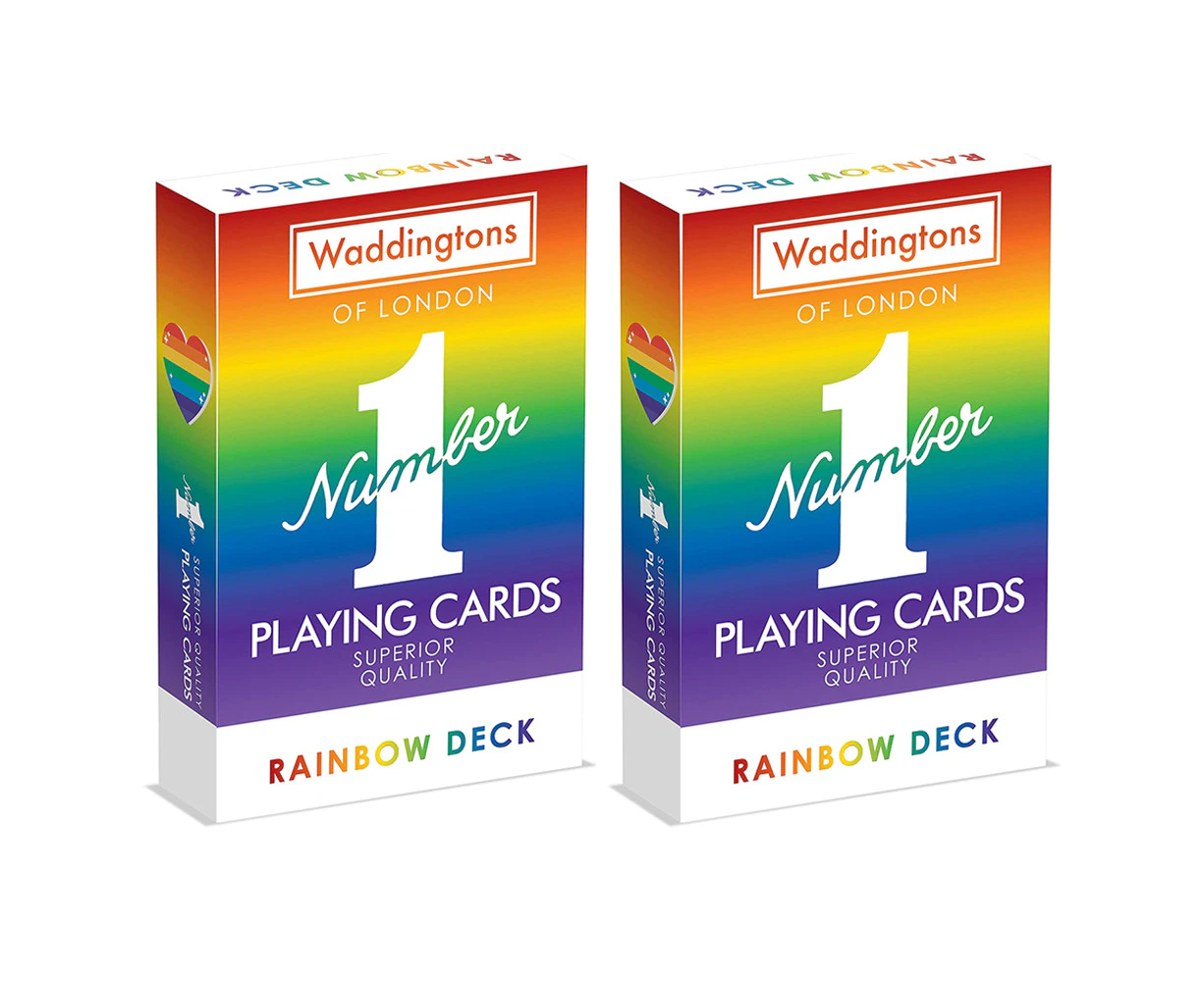 2x Waddingtons Rainbow Colour Edition Traditional/Classic Playing Cards Deck 5+