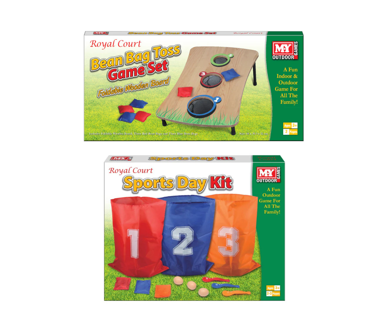 Wooden Bean Bag Toss Game & Sports Day Kit Bundle Set