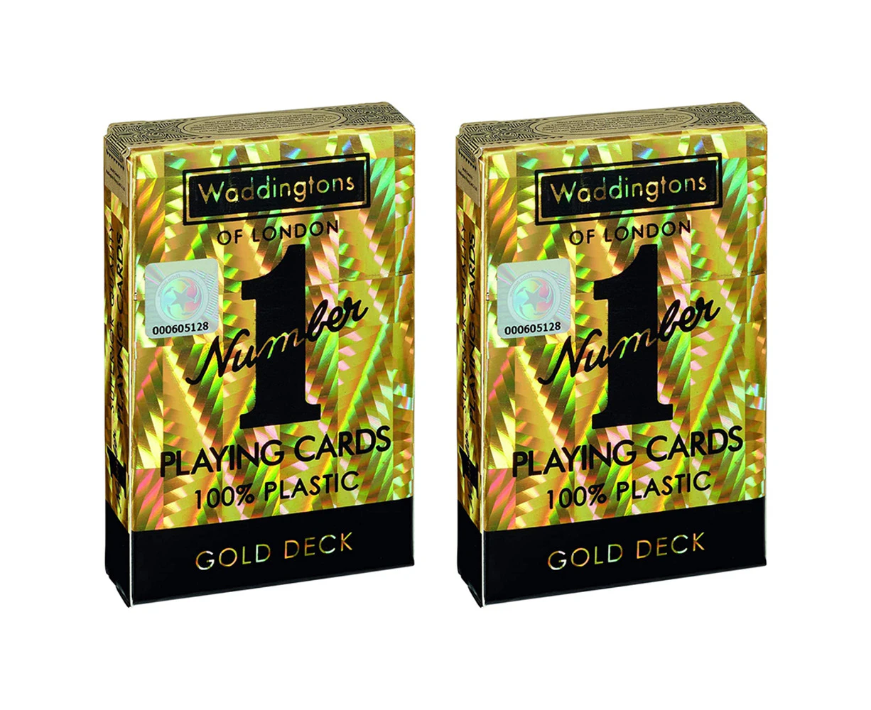 2x Waddingtons Gold Edition Traditional Plastic Classic Playing Cards Deck 5y+