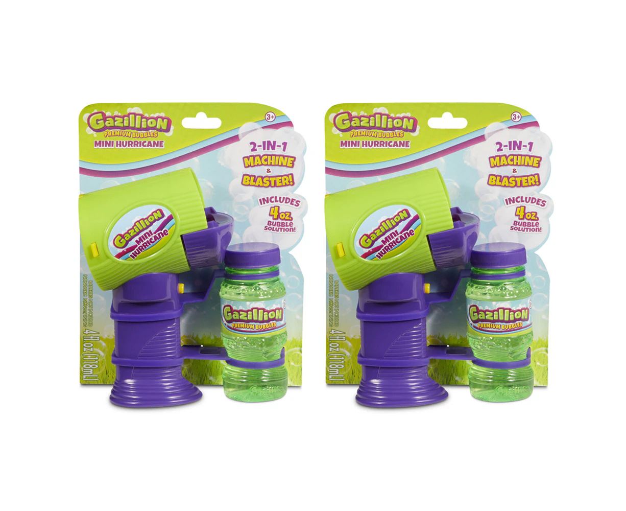 2PK Gazillion Bubbles Mini Hurricane Handheld Blaster Childrens Outdoor Toy 3+