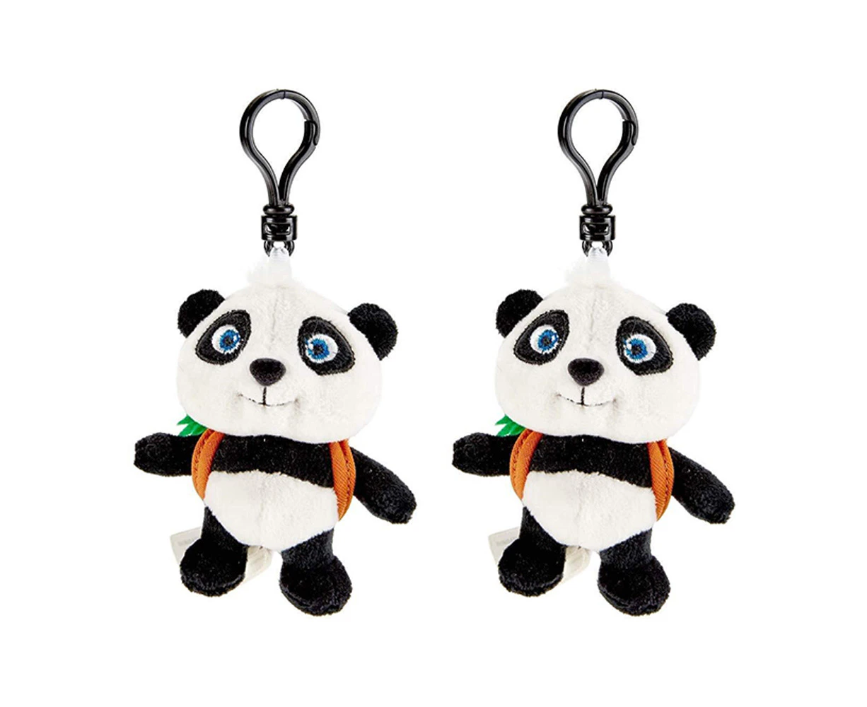 2x Kruselings 9cm Panda Bao-Bao Keychain Kids Keyring Accessory w/ Backpack 3-7y