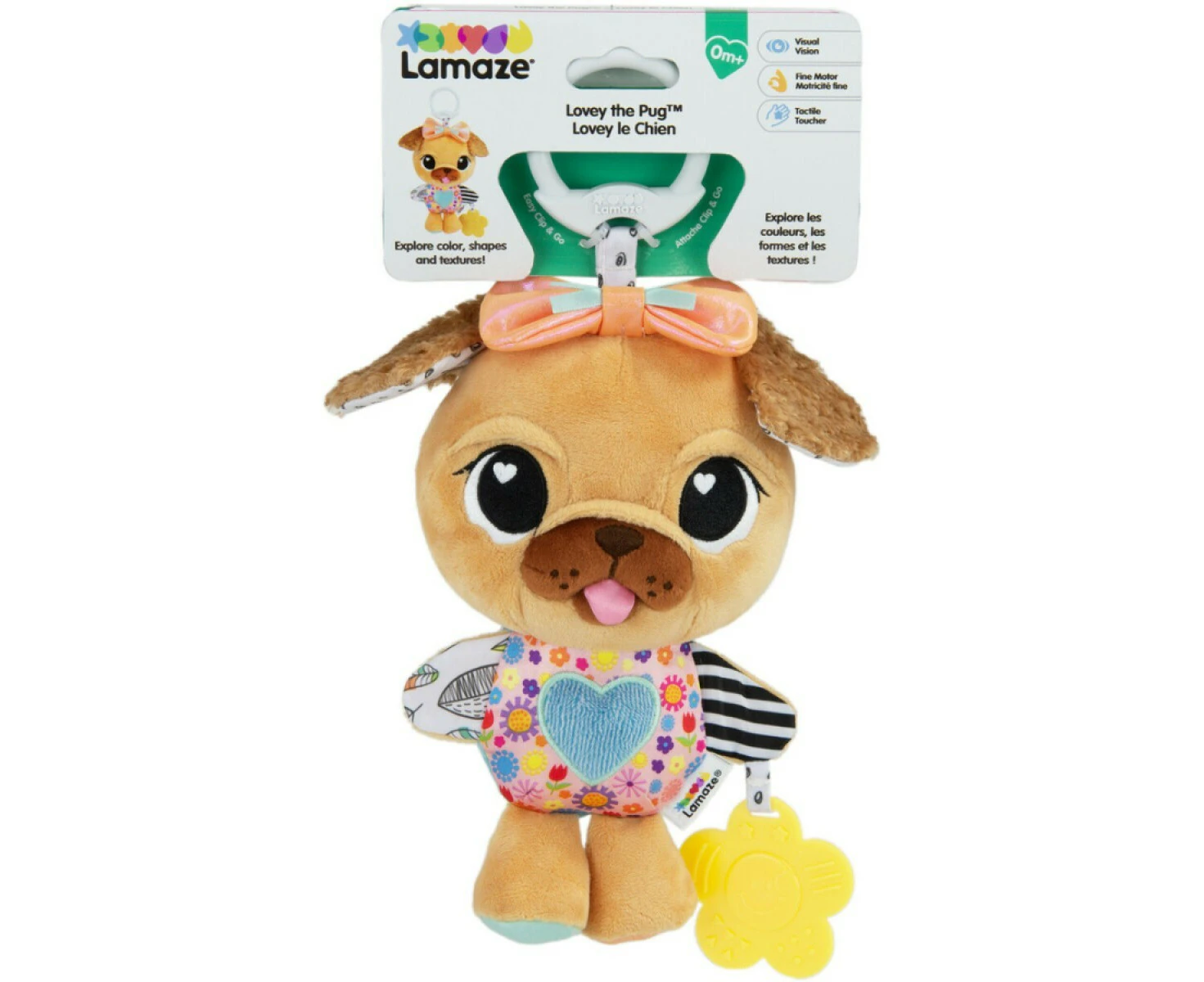 Lamaze Lovely the Pug Clip & Go Kids/Children Plush Sensory Soft Play Toy 0+