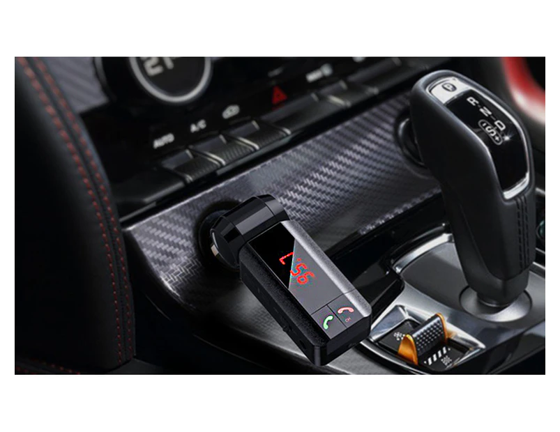 4-in-1 Bluetooth Car Hands-Free Kit with Music Transmitter-Black