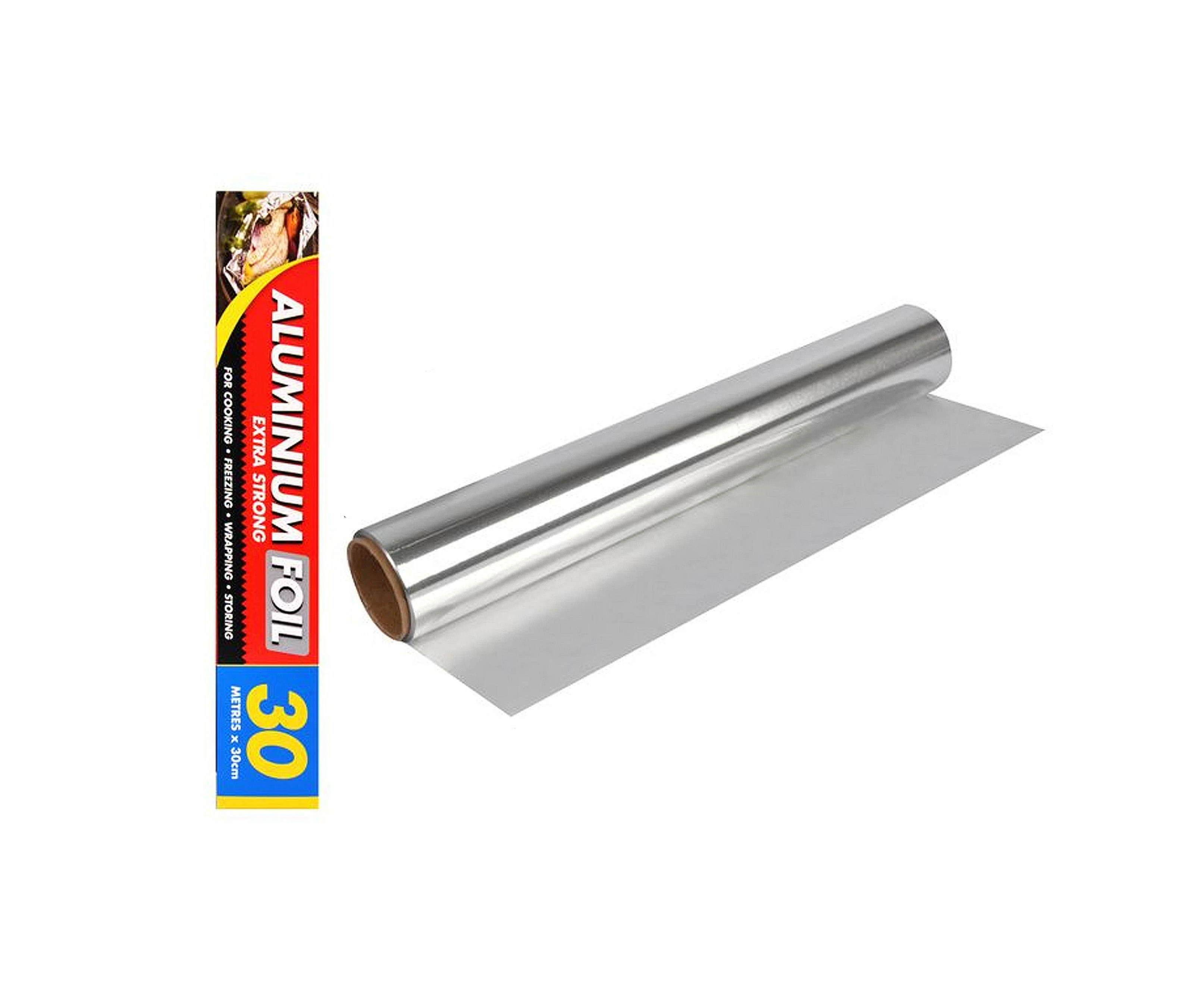 Aluminium Aluminum Foil Roll Kitchen Heavy Duty 30cm 10m 30m Roasting 0.9mm - 30cm x 30m, 1 Roll