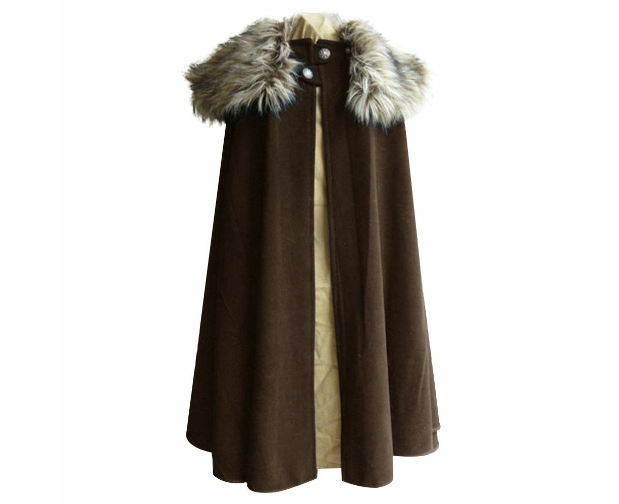 Medieval Deluxe Fur Cloak Cape Mens Costume - Brown 