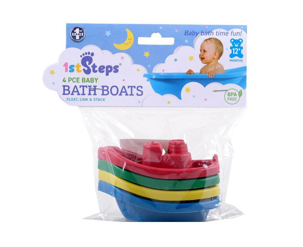 Bath Boats 3mths+ Red/Yellow & Blue/Green Pack of 4's