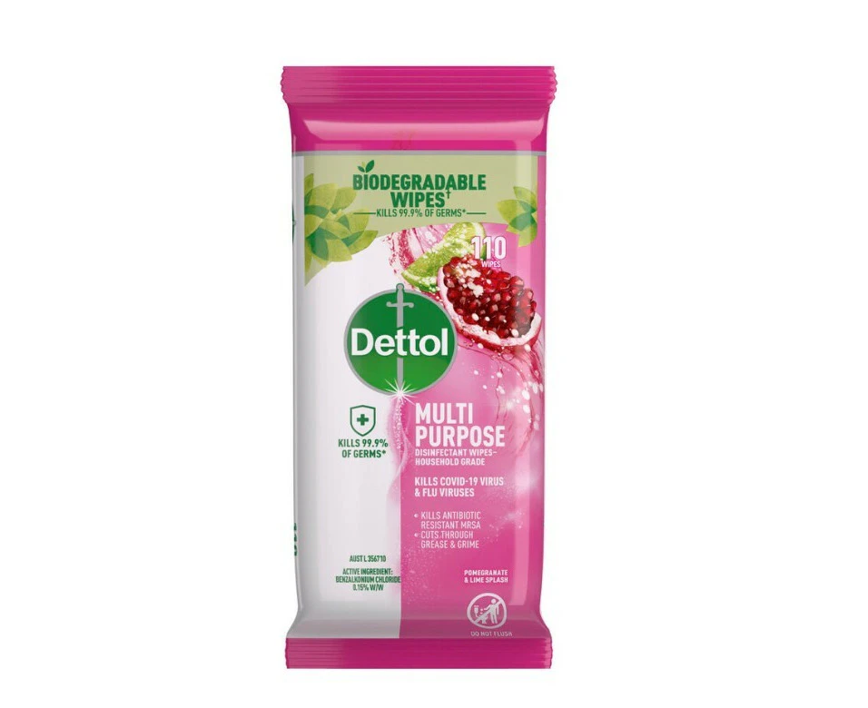 Dettol Multipurpose Disinfectant Cleaning Wipes Pomegranate Pack of 110's