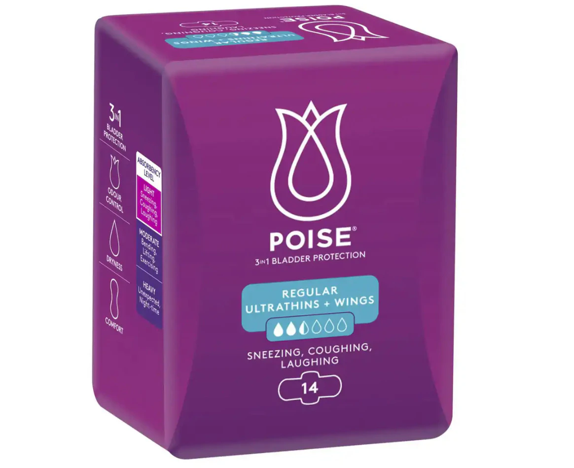 Poise Pads Active Ultrathins Regular with Wings 14's