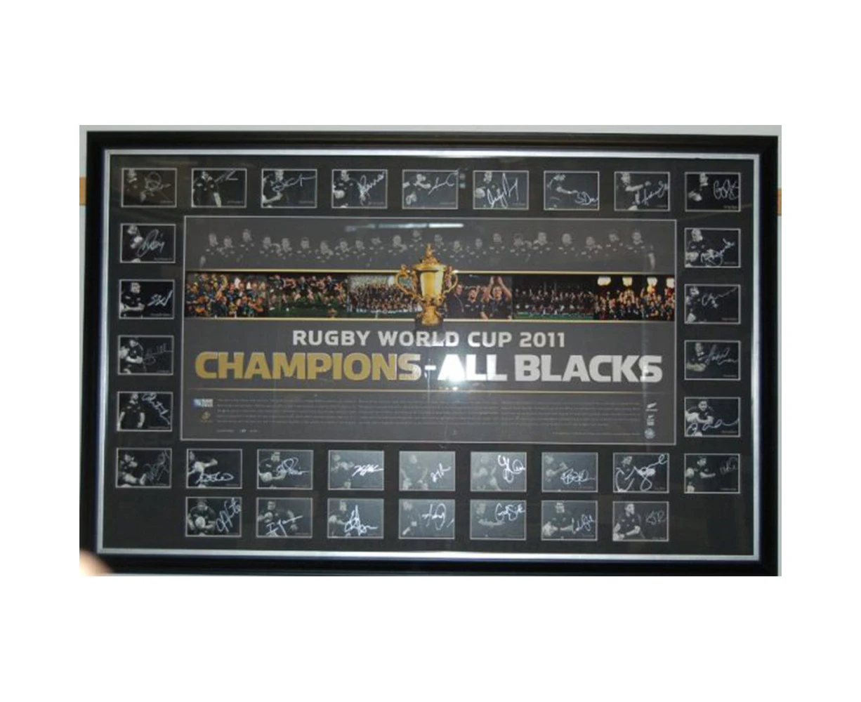 Rugby Union - New Zealand All Blacks - 2011 World Cup Team Signed & Framed Limited Edition Lithograph