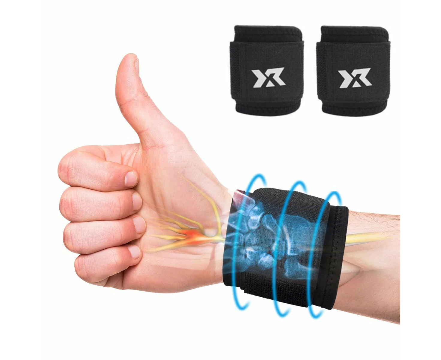 Wrist Brace -Adjustable Wrist Support for Working Out Sport Weightliftin,Ergonomic Hand Wrist Wraps Compression Strap   for Pain Relief -2 Pack