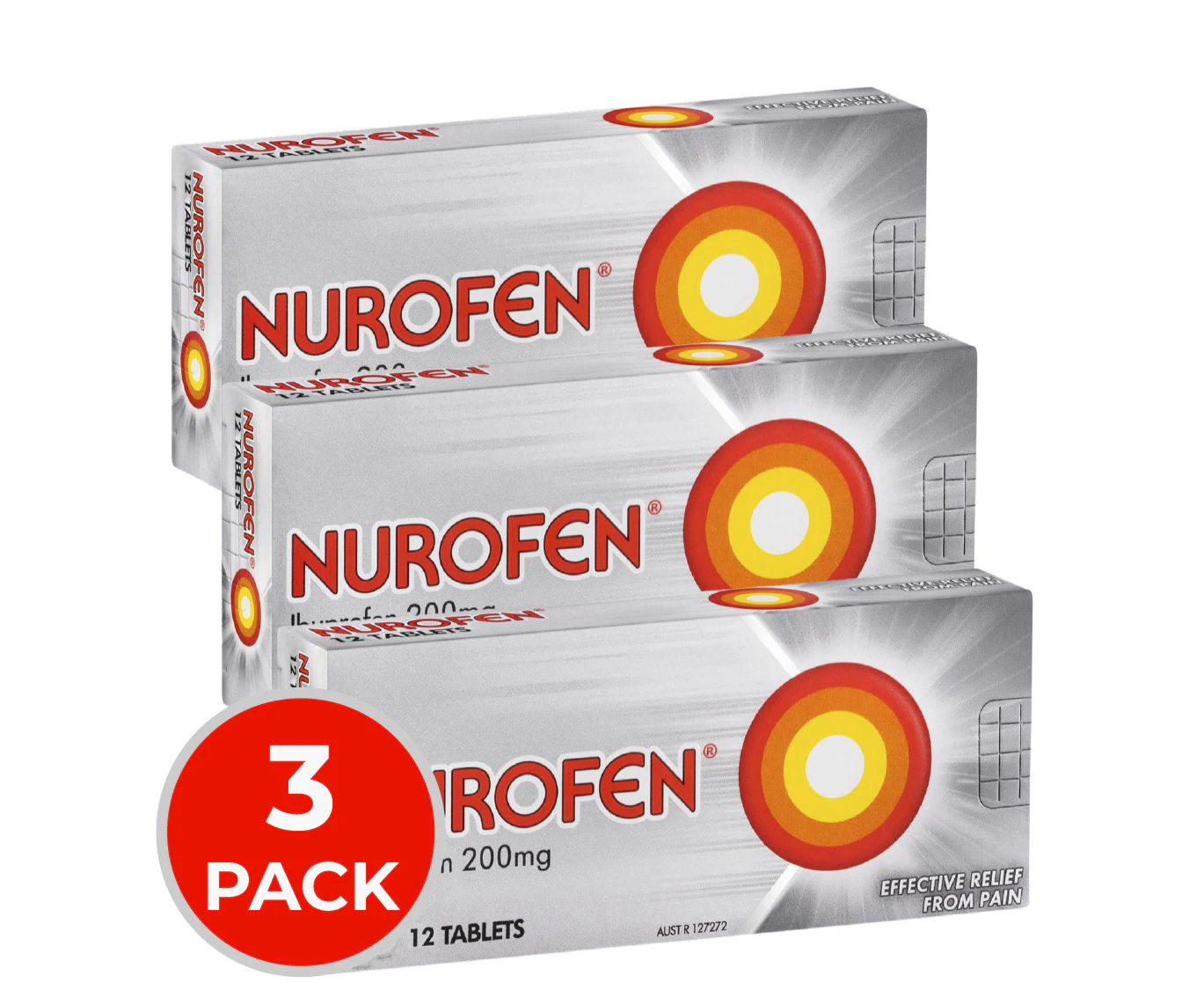 3 x Nurofen PK12 x 200mg Tablets (36 Tablets) Targeted Relief from Pain