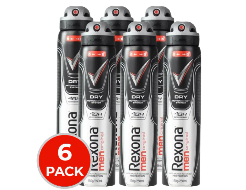 6 x Rexona Mens Original 48H Antiperspirant 250mL