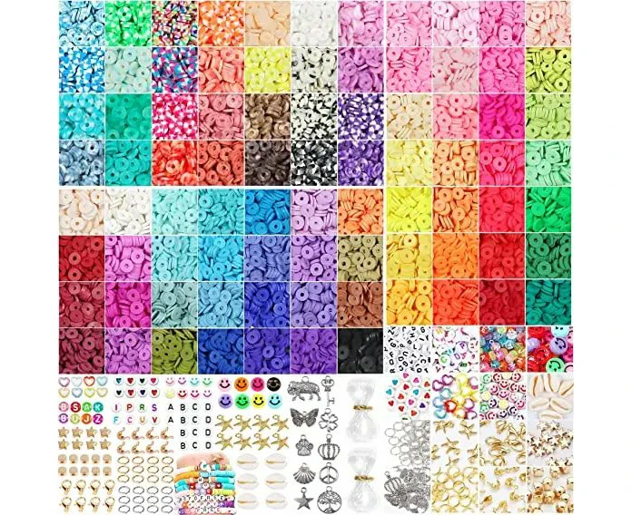 13200PCS 84 Colours Flat Round Polymer Clay Beads Kit Heishi Alphabet Letter Beads for Jewellery Bracelet Necklace Making TheliCraft